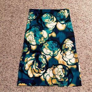Worthington Blue and Cream Floral Pencil Skirt
